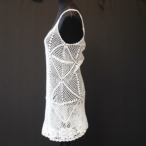 Boho Crochet Swim Coverup - White - Picture 3 of 6